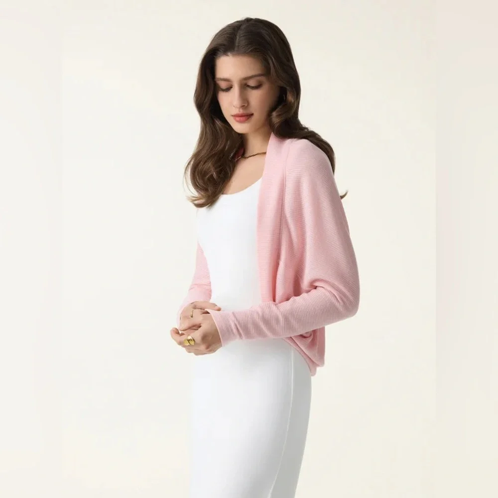 New OGL Classic Cozy Knit Shrug Sweater Pink Size Medium - Picture 5 of 9